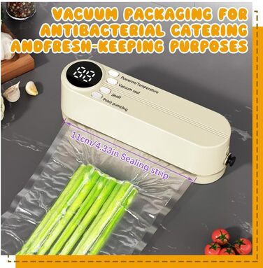 Міні вакуумний пакувальник BIZOI, портативний, 60 kPa, 3 температурні режими, з 10 пакетами для консервації продуктів