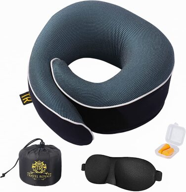 Подушка для шиї з Memory Foam 360° з підтримкою голови та підборіддя для літака, авто та дому - ергономічна, регульована