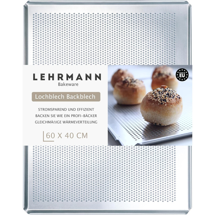 Перфорований лист LEHRMANN 60x40 см для випічки, сумісний з MIWE, WIESHEU, WACHTEL