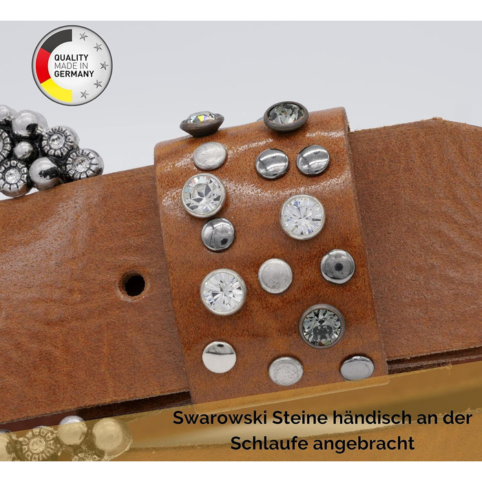 Жіночий шкіряний ремінь AnnaMatoni з розкішною пряжкою, ширина 4 см, коричневий, Made in Germany (105 см)