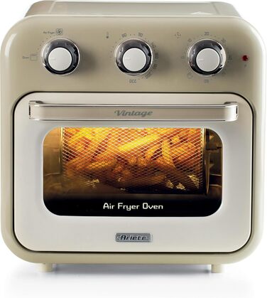 Аерофритюрниця та духовка Ariete 4632 Vintage 2в1, 1400 Вт, 16 л, таймер 60 хв, подвійне скло, аксесуари, бежева