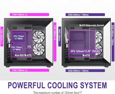 Корпус для ПК FOIFKIN F100 Micro ATX з 3 ARGB вентиляторами, ігровий, чорний