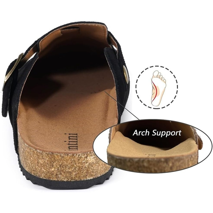 Зручні шльопанці-клоги Intini для дому, саду та пляжу. Чоловічі та жіночі, шкіряна устілка, чорний колір, розмір 36-48