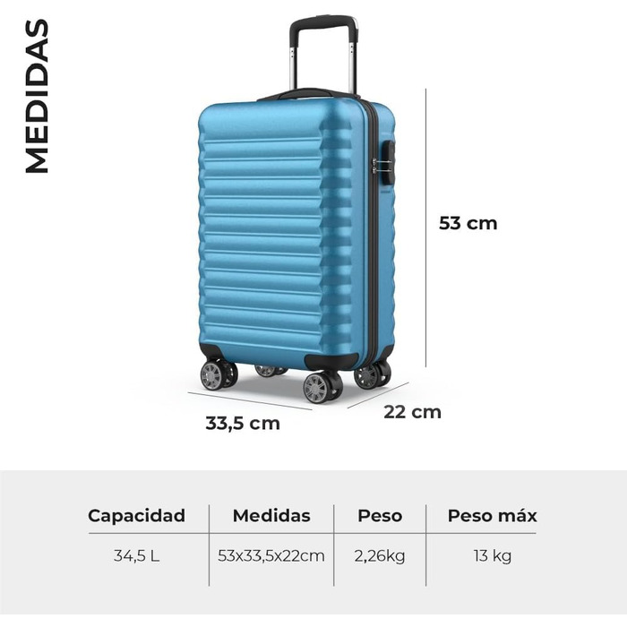 Набір валіз NUMADA 4 шт. (75/63/53 см) + косметичка, ABS, жорсткий, міцний, з коліщатами, з замком