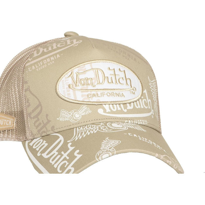 Кепка Von Dutch Trucker Snapback унісекс, бежево-біла