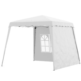 Outsunny Folding Gazebo 2.4 x 2.4m Gazebo with Adjustable Side Walls Party Tent with UV Protection, Folding Tent with Carry Bag for Garden, Balcony, Oxford, Steel, White | Aosom