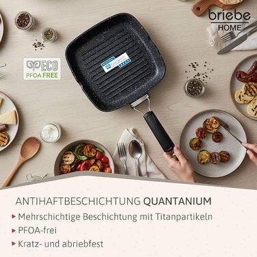Гриль-сковорода Brieve Black Titanium індукційна, алюмінієва, з антипригарним покриттям, складана, 20x20 см