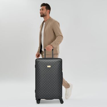 Чемодан Lazarotti Palermo: середній, 49 x 29 x 66 см, гібридний матеріал, TSA-замок, 4 колеса, захист кутів (Чорний)