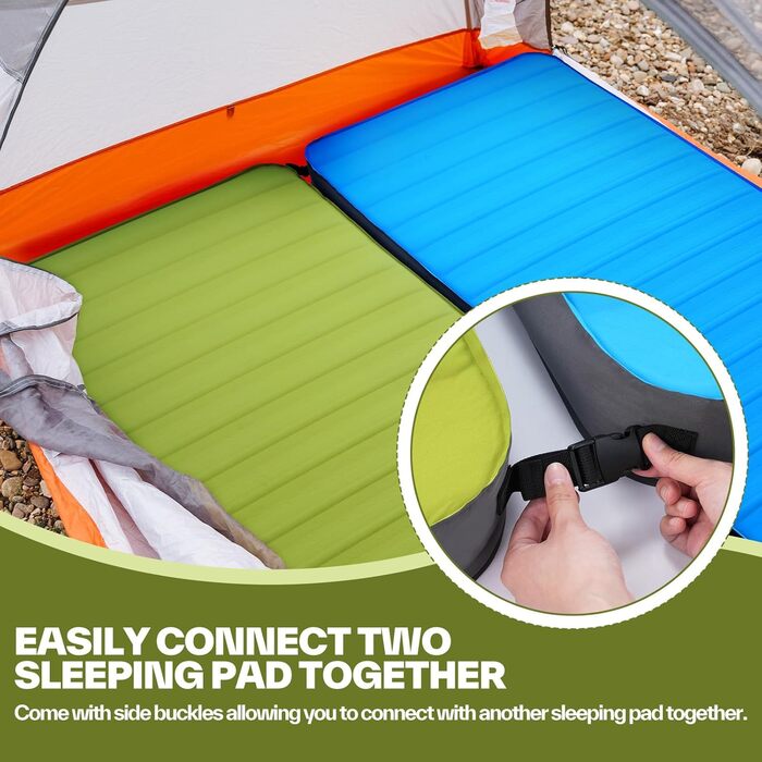 Sportneer Self-Inflating Camping Mat - 198x76cm Thick Sleeping Pad for Outdoor Adventures, Tent Use, Relaxing & Picnics