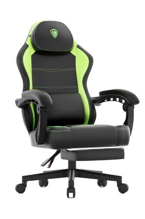 Ігровий крісло Dowinx з PU-шкіри, ергономічний дизайн, масаж, підтримка попереку, до 150 кг, світло-зелений
