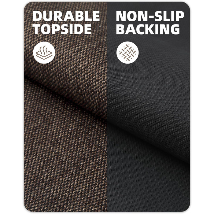 Килимок для кухні COLOR&GEOMETRY: неслизький, миючий, 61x183 см, 4 мм, тканинний, з гумовою основою. Килимок-довгий килим для підлоги перед умивальником, коридору (Коричневий, 43 x 120 см, прямокутний)