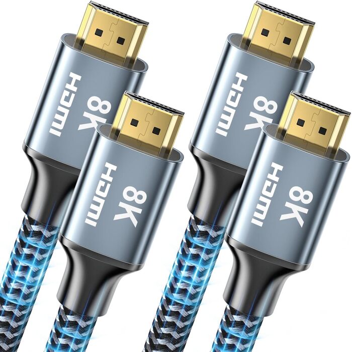 HDMI 2.1 кабель 8K (1,5м) 2 шт. - швидка передача даних 48Gbps, підтримка 8K@60Hz, 4K@120Hz, Dolby eARC, HDCP, HDR, сумісний з HDTV, ноутбуками та ін.