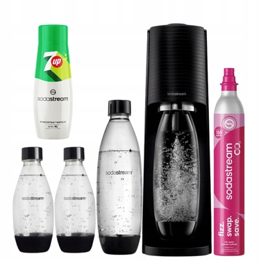 Сифонатор для води SodaStream Terra, чорний + 3 пляшки + 7up + балон CO2