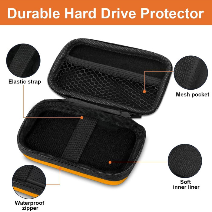 Органайзер для кабелів та гаджетів: універсальна дорожня сумка для USB-кабелів, Powerbank та USB-накопичувачів (Помаранчевий)