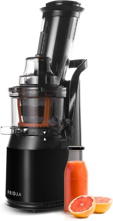 Fridja High-Performance Juicer for Whole Fruits and Vegetables, Sorbet, Ice Cream, 75mm Feed Chute with Wide Mouth, BPA-Free, 240 Watts, Cold Press, Black Stainless Steel f1900, Black