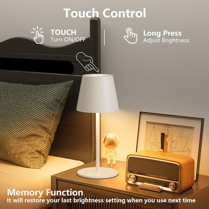 Світлодіодний акумуляторний настільний світильник 26 см, 5000mAh, IP54, 2 шт. (Бежевий) - кемпінговий, для ресторану, спальні, бару