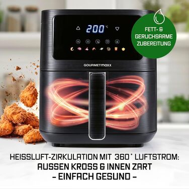 Фритюрниця повітряна Gourmetmaxx AirGenius 9 л з 2 відсіками | 8 програм | Сенсорний дисплей | Для 8 осіб