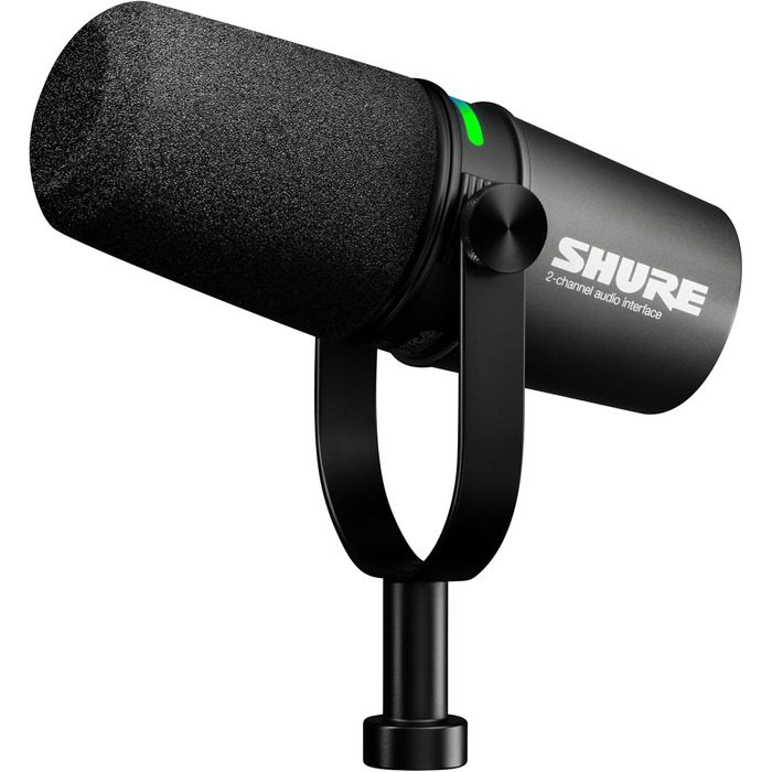 Мікрофон Shure MV7+ для подкастів, стрімінгу та запису – білий. USB/XLR, LED-сенсор, автоматичне регулювання рівня, цифровий поп-фільтр, ефекти реверберації.