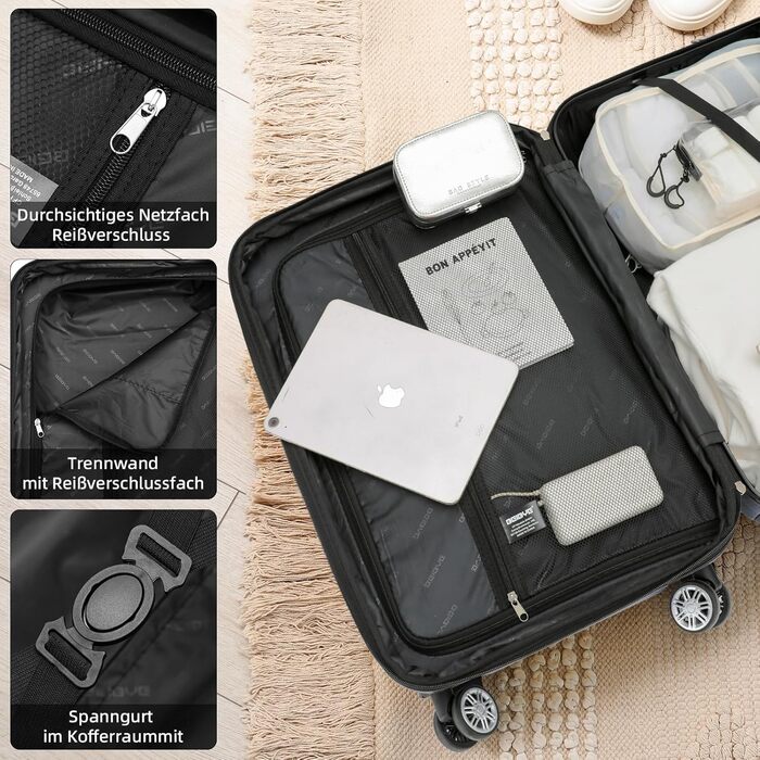 Чемодан Beibye 2088 з жорстким корпусом, валіза-тележка, ручна поклажа, 14 кольорів (Рожеве золото) Рожеве золото M