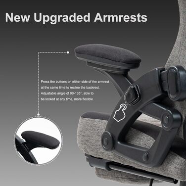 Геймерське крісло Racing Ergonomic Stoff Schwarz Grau з регульованою підголівкою, підлокітниками та підставкою для ніг