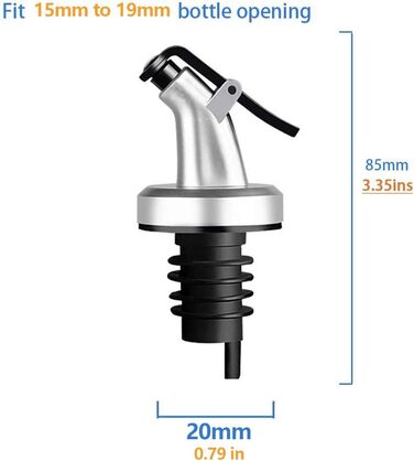 Виливники для олії, набір дозаторів, закриття для олійниць для оливкової олії, вина, оцту, соєвого соусу, виливальники без протікання (4 шт., сріблясті)