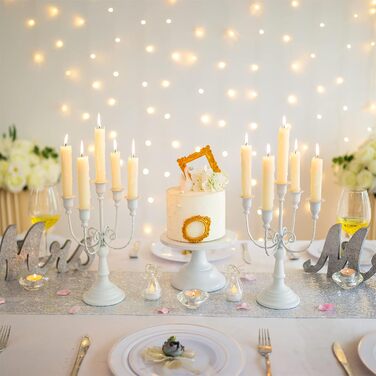 Sziqiqi Candelabra Candle Holders - 29.5 cm High, 5-Arm Candle Stand, Candle Holder for Taper Candles for Candlelight, Table Decoration, Christmas Mantel, White
