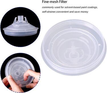 Spray Gun Mixing Cup, Lid and Liner System with 10 Mixing Cups, 10 Lids, 10 Filters, 1 Hard Cup with Retainer Ring, 2 Plugs, 1 Adapter M16x1.5 (600ML)