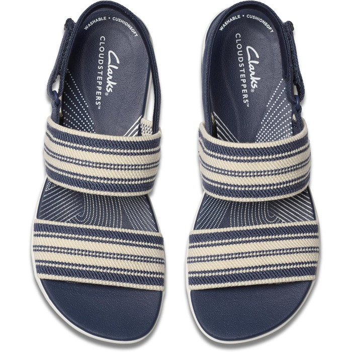 Сандалі Clarks Arla Stroll для дівчаток (36.5 EU, широка колодка, темно-синій з малюнком)