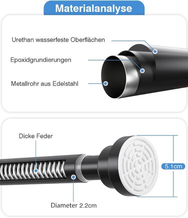 Телескопічна штанга для карнизи/душової завіси, чорна, 79-195 см. Кріплення без свердління. Телескопічна штанга для карнизи/душової завіси.