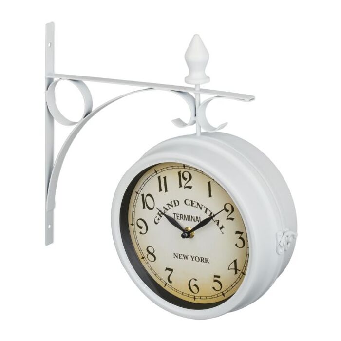 Relaxdays Double-Sided Train Station Clock in White
