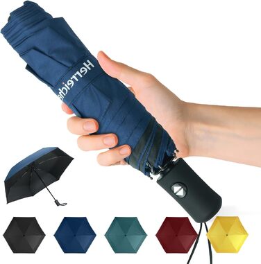 Компактний туристичний парасолька Herreicher з автоматичним відкриванням - легкий, складаний, портативний, з UV-захистом (UPF50+) для чоловіків та жінок (блакитний)