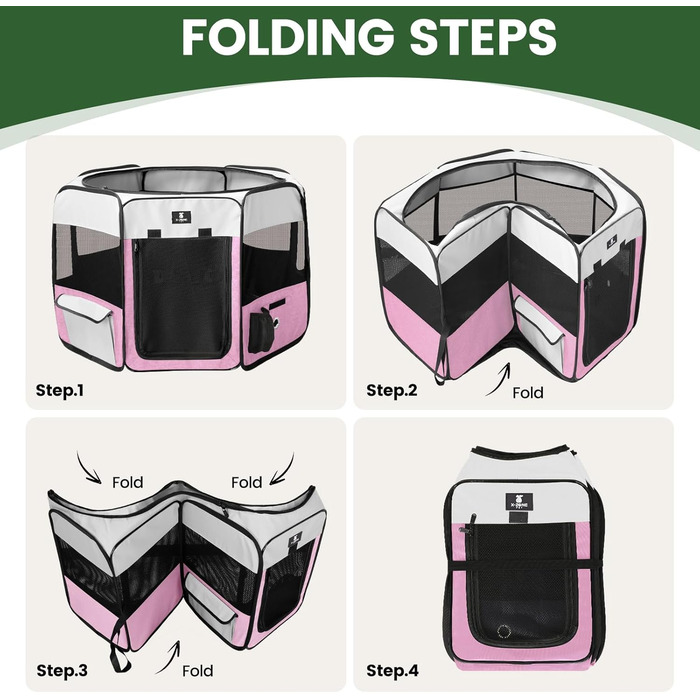 X-ZONE Переносний складаний вольєр для собак та котів, рожевий, 29x29x16 см