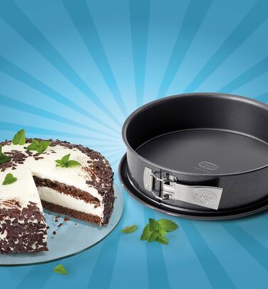 Dr. Oetker Springform, Ø 26 cm, leak-proof cake pan, round steel baking pan with ceramic-reinforced non-stick coating (color: gray), quantity: 1 piece