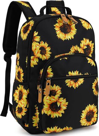 Шкільний рюкзак Leaper з квітковим принтом, сумка-мішок, сумка для книг, дамська сумка, темно-синьо-білий, 2 (Large-15.6, темно-синьо-квітковий [8005 L])