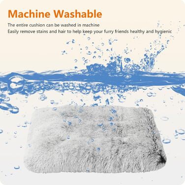Dog bed, Fluffy dog mats, Longer plush dog cushions, Washable, non-slip bottom, 110 cm for medium and large dogs, light grey