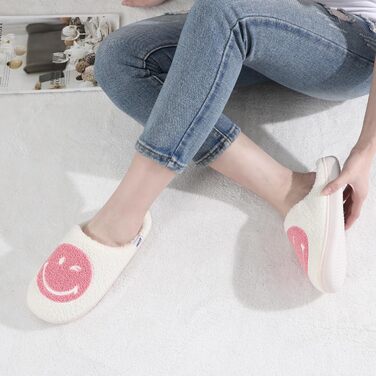 Тапочки домовик SMILEYWORLD® для жінок та чоловіків з меморі-піною, теплі, пухнасті, плюшеві, для дому, рожеві, білі, 38/39 EU