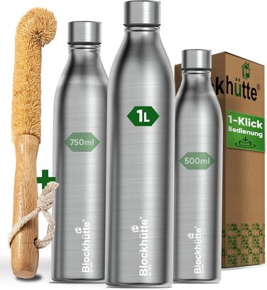 Stainless Steel Water Bottle/Thermos Flask 1L - Suitable for Carbonated Drinks, Leak-Proof, Dishwasher-Safe, Ideal for Sports, Hiking, Kids - BPA-Free