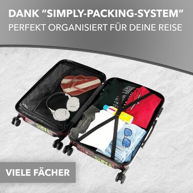 Валіза Xonic Design Reisekoffer з жорстким корпусом, 360° колесами, замком-кодом та полікарбонатом (Neon Cities, M)