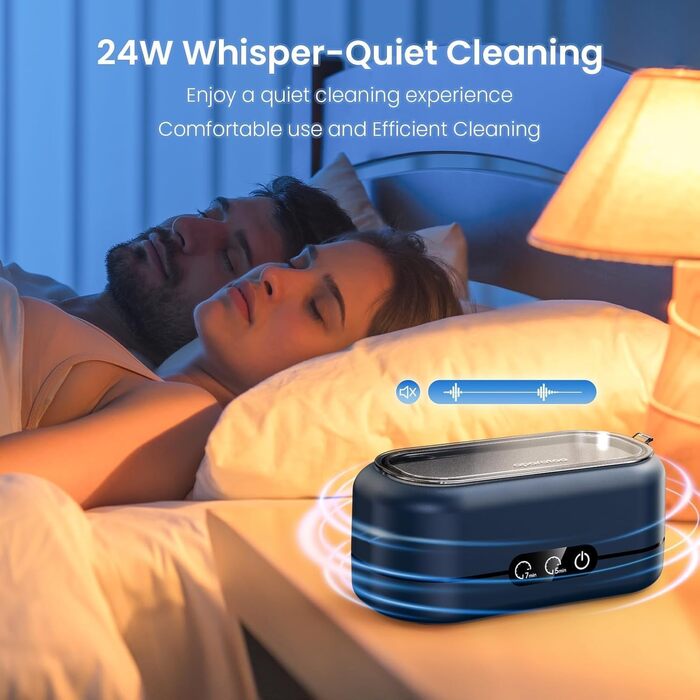 Ультразвукова очищувачка для окулярів, 48000 Гц, 350 мл, професійна. Підходить для окулярів, ювелірних виробів, годинників, зубних протезів. Колір: блакитний