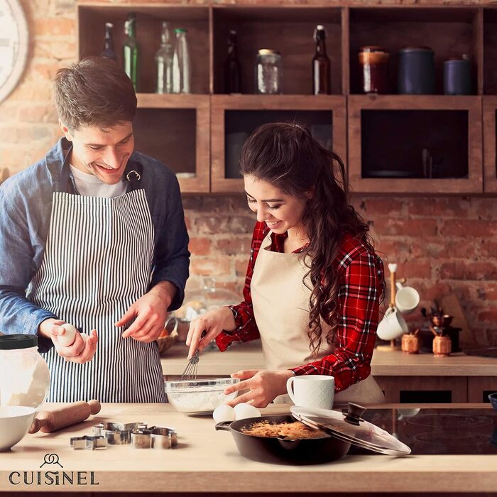 Набір сковорідок Cuisinel з чавуну (5 шт.) з кришкою та силіконовими ручками | 15.2, 20.3, 25.4, 30.5 см