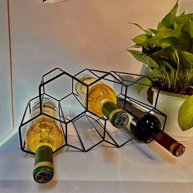 Metal Wine Rack, Freestanding Wine Bottle Holder, Table Wine Rack, Countertop Wine Bottle Holder, Wine Rack, for Bar, Wine Cellar, Living Room, Kitchen, Basement (Black)