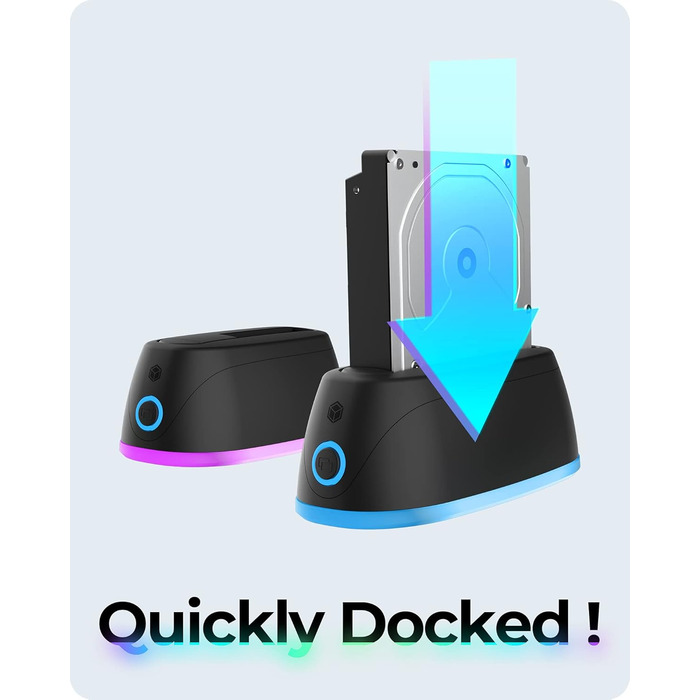 Док-станція ICY BOX для HDD/SSD USB 3.0 з RGB підсвічуванням, підтримка 2.5/3.5