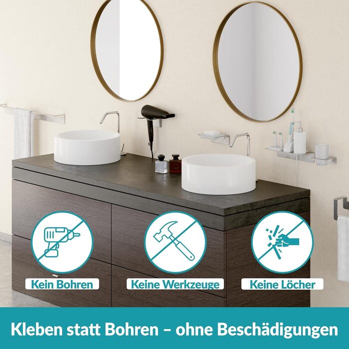WEISSENSTEIN Soap Dish Wall Mount No Drilling - Glass Soap Holder with Self-Adhesive Stainless Steel Bracket - For Bathroom and Kitchen