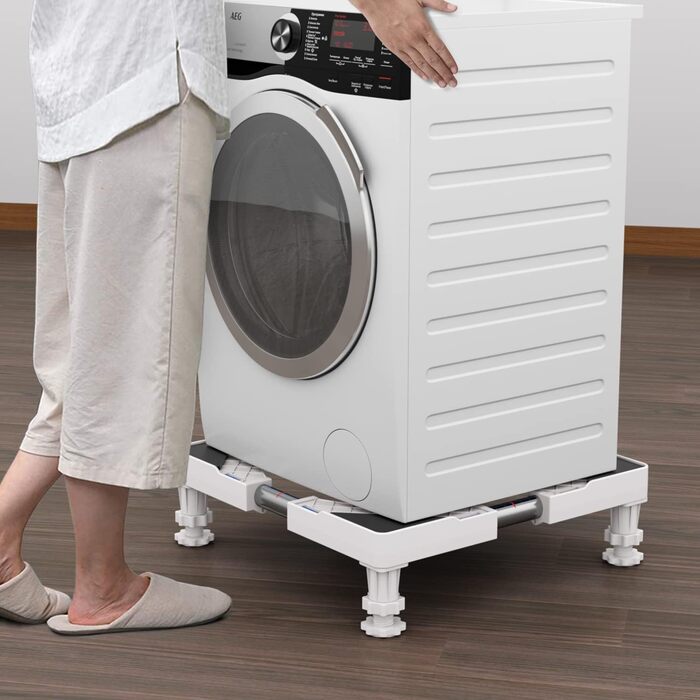 DEWEL Washing Machine Base, Bear Load 300kg, Adjustable Washing Machine Pedestal for Refrigerator, Dryer, Freezer, Length 43-67cm, Height 10-13cm