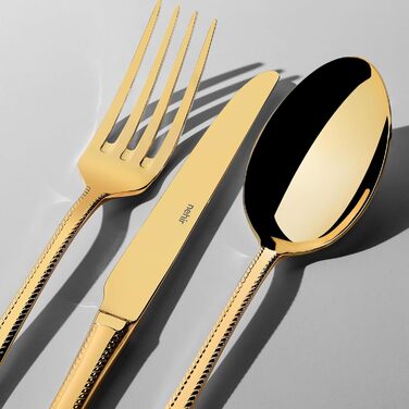 Нержавіюча сталева стололова посуд: набір 24 шт. на 6 осіб - елегантний набір для щоденного використання та особливих випадків, стійкий до корозії