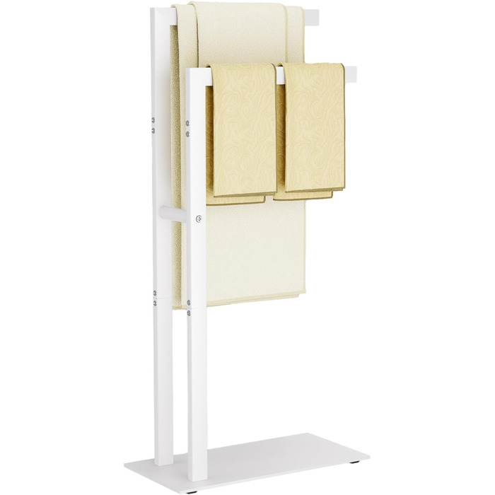 Підставка для рушників Yawinhe Freistehend, підставка для рушників стояча з нержавіючої сталі, 2 стійки, полиця для одягу у ванну кімнату, білий, 40x20x80 см, SMJ003W