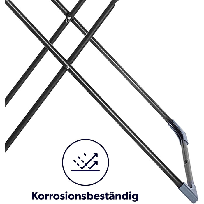 КADAX Сушарка для білизни з 18 метрами сушильної поверхні - для квартири, балкону та саду, розкладна, з неслизькими ніжками, економна, виготовлена в ЄС (Антрацит Плюс)