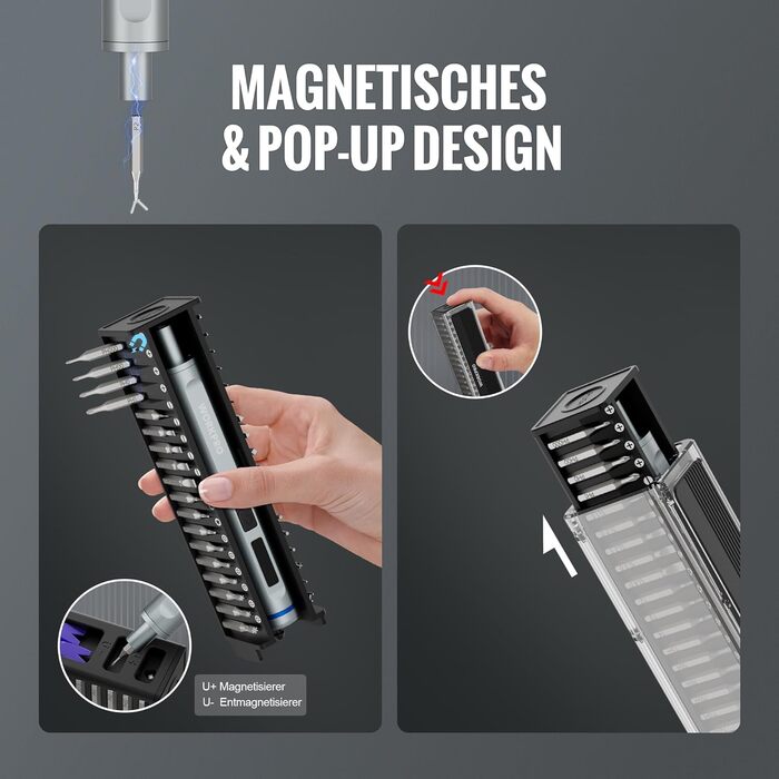 WORKPRO Набір викруток 42-в-1 електричний, для точних ремонтів телефонів, годинників, камер, з 36 бітами S2, магнітною коробкою, зарядкою Type-C