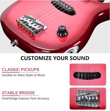 Електрогітара WINZZ EGM100 30 дюймів для дітей, набір для початківців, праворукі, колірний градієнт рожевий