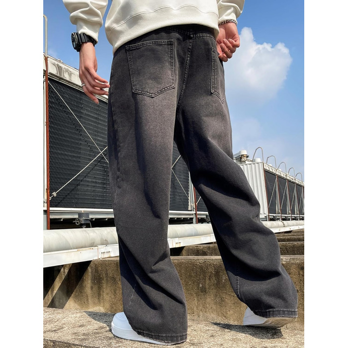 Чоловічі джинси Zewool Baggy Hip Hop, широкі, вузькі до низу, стрейч-денім, чорні, розмір M